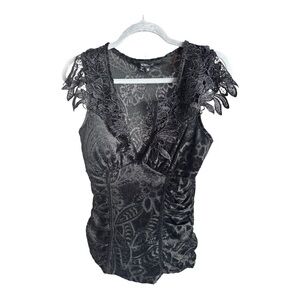 XOXO Black Lace Floral Top-NWOT